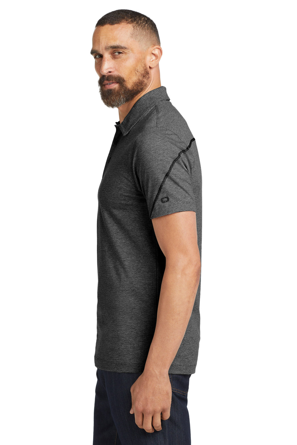 OGIO Tread Polo. OG135 - Blacktop Heather - side