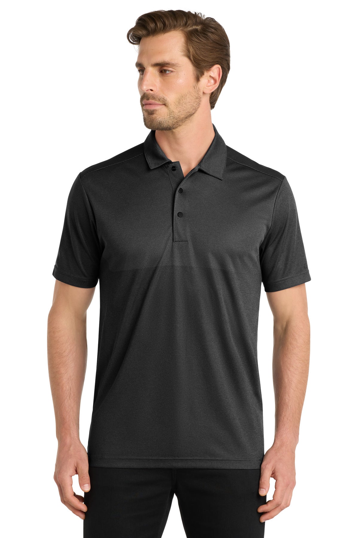 DISCONTINUED OGIO Surge Polo. OG137 - Blacktop Heather - front