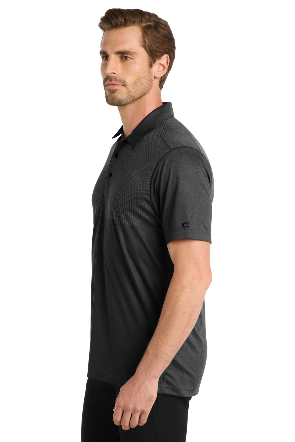 DISCONTINUED OGIO Surge Polo. OG137 - Blacktop Heather - side
