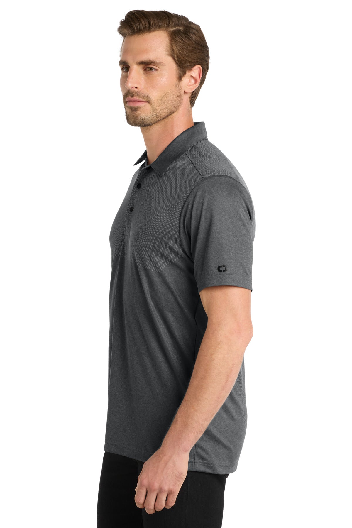 DISCONTINUED OGIO Surge Polo. OG137 - Diesel Grey Heather - side