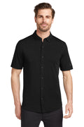 OGIO Gravitate Full-Button Polo. OG141 - Blacktop - front