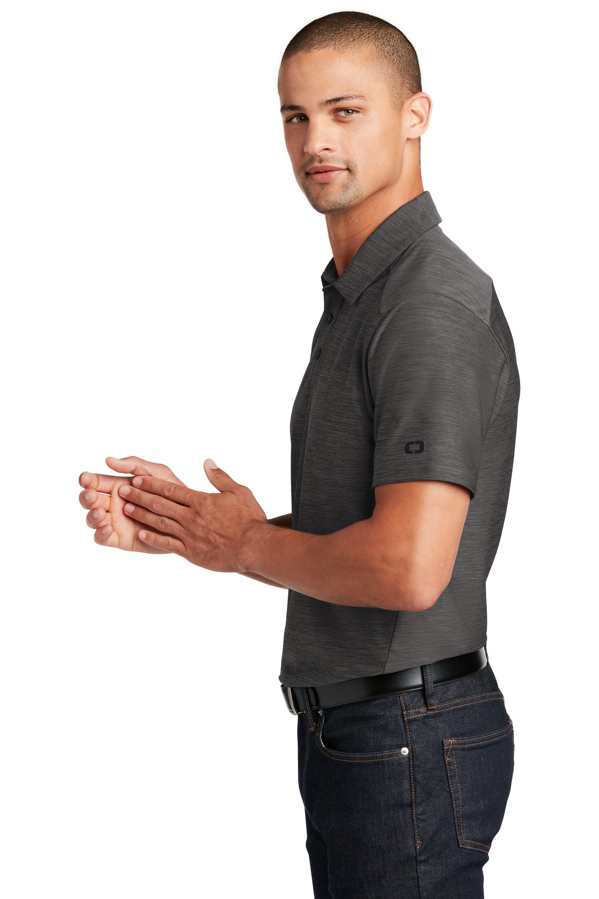 OGIO Slate Polo. OG143 - Blacktop - side