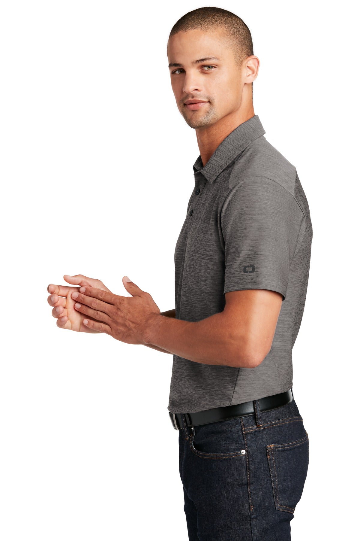 OGIO Slate Polo. OG143 - Gear Grey - side