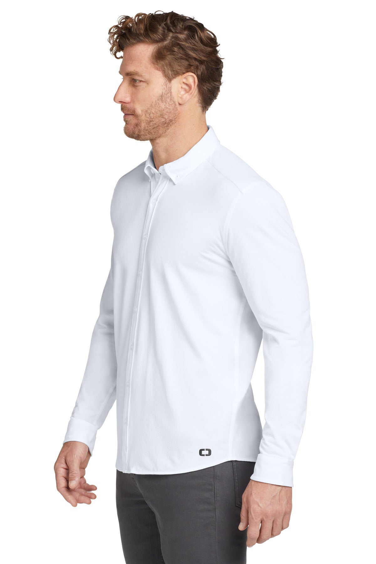 OGIO Code Stretch Long Sleeve Button-Up. OG145 - Bright White - side