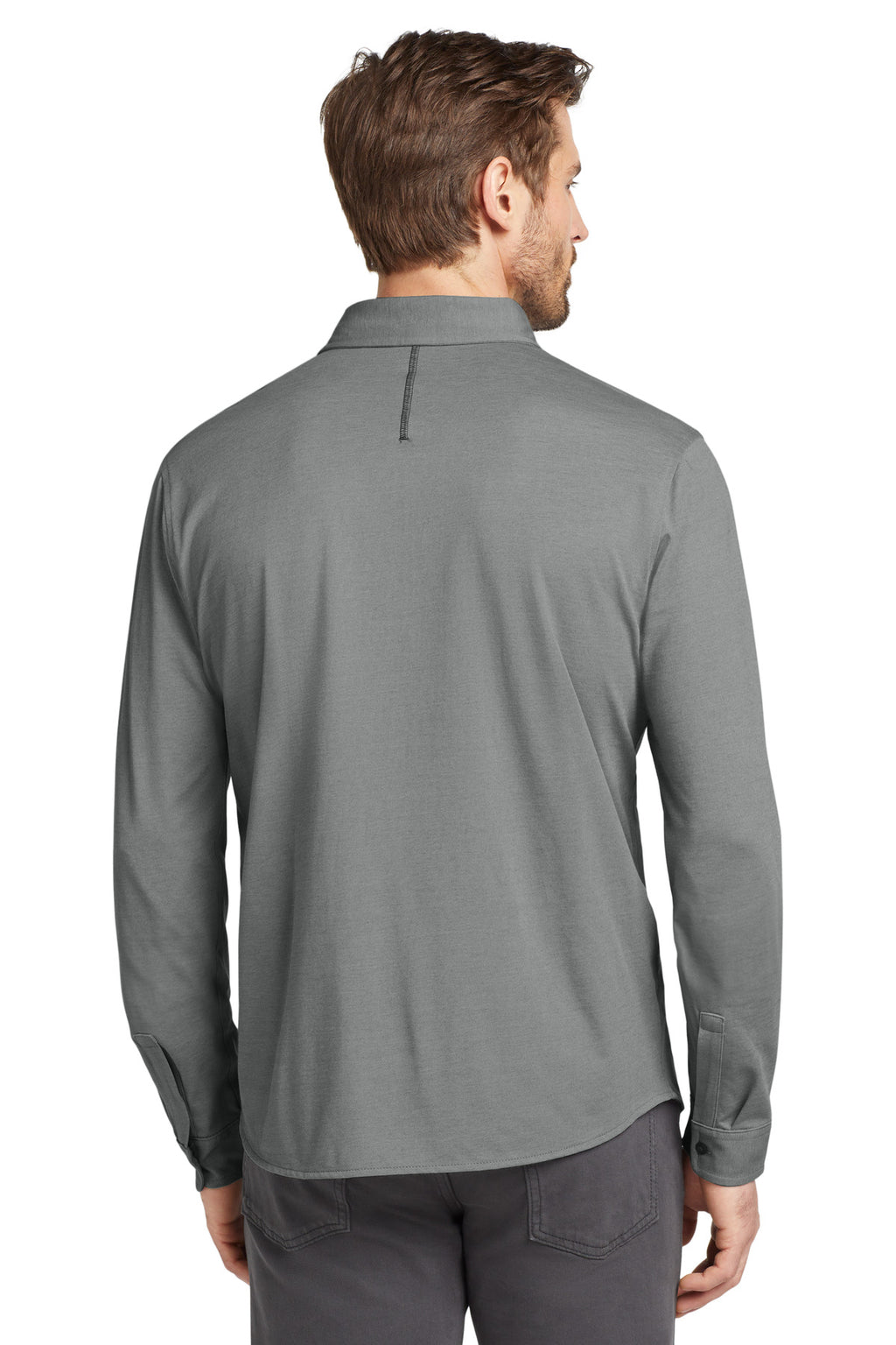 OGIO Code Stretch Long Sleeve Button-Up. OG145 - Tarmac Grey Heather - back