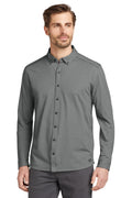 OGIO Code Stretch Long Sleeve Button-Up. OG145 - Tarmac Grey Heather - front