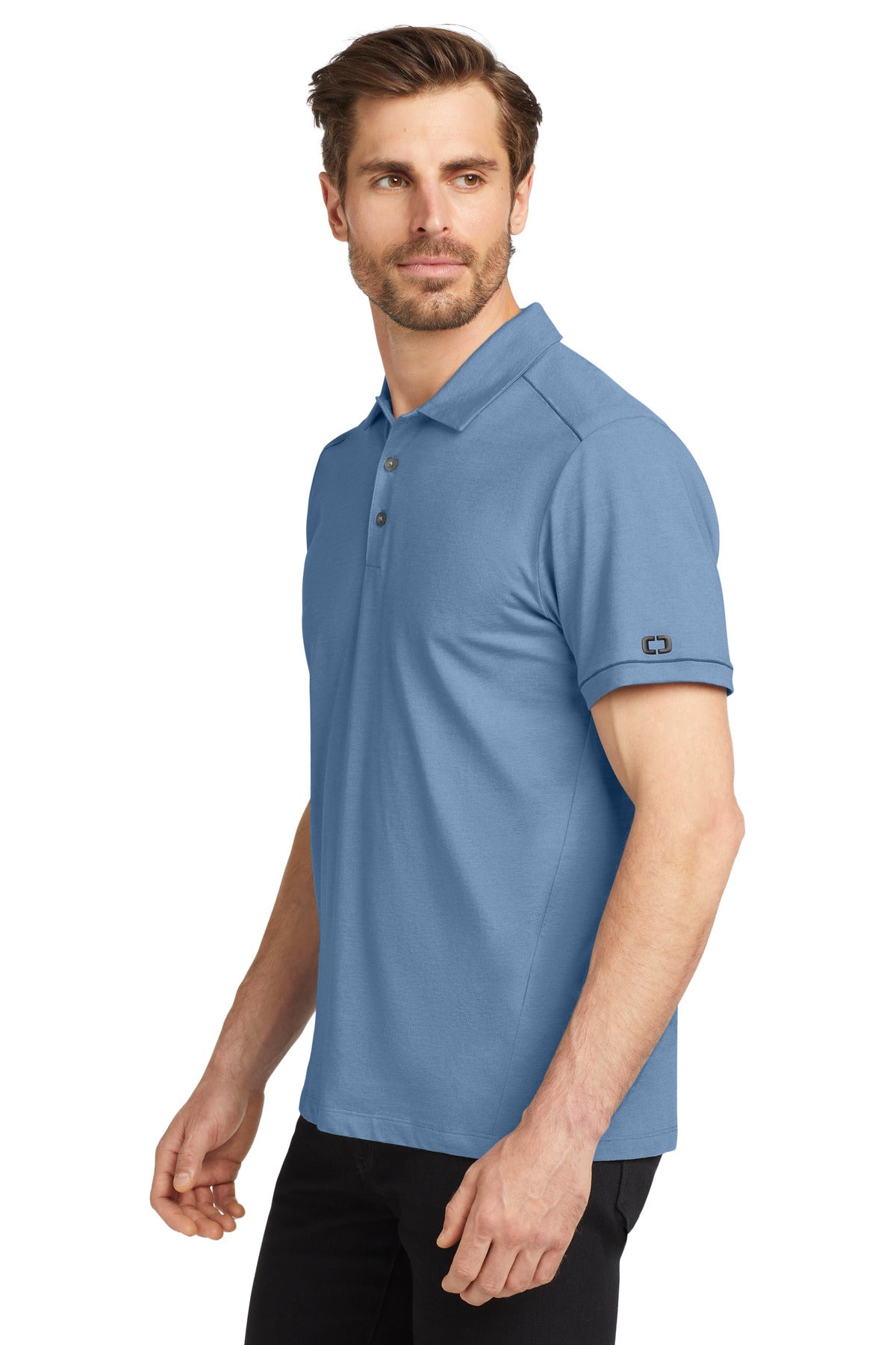 OGIO Code Stretch Polo. OG146 - Force Blue Heather - side