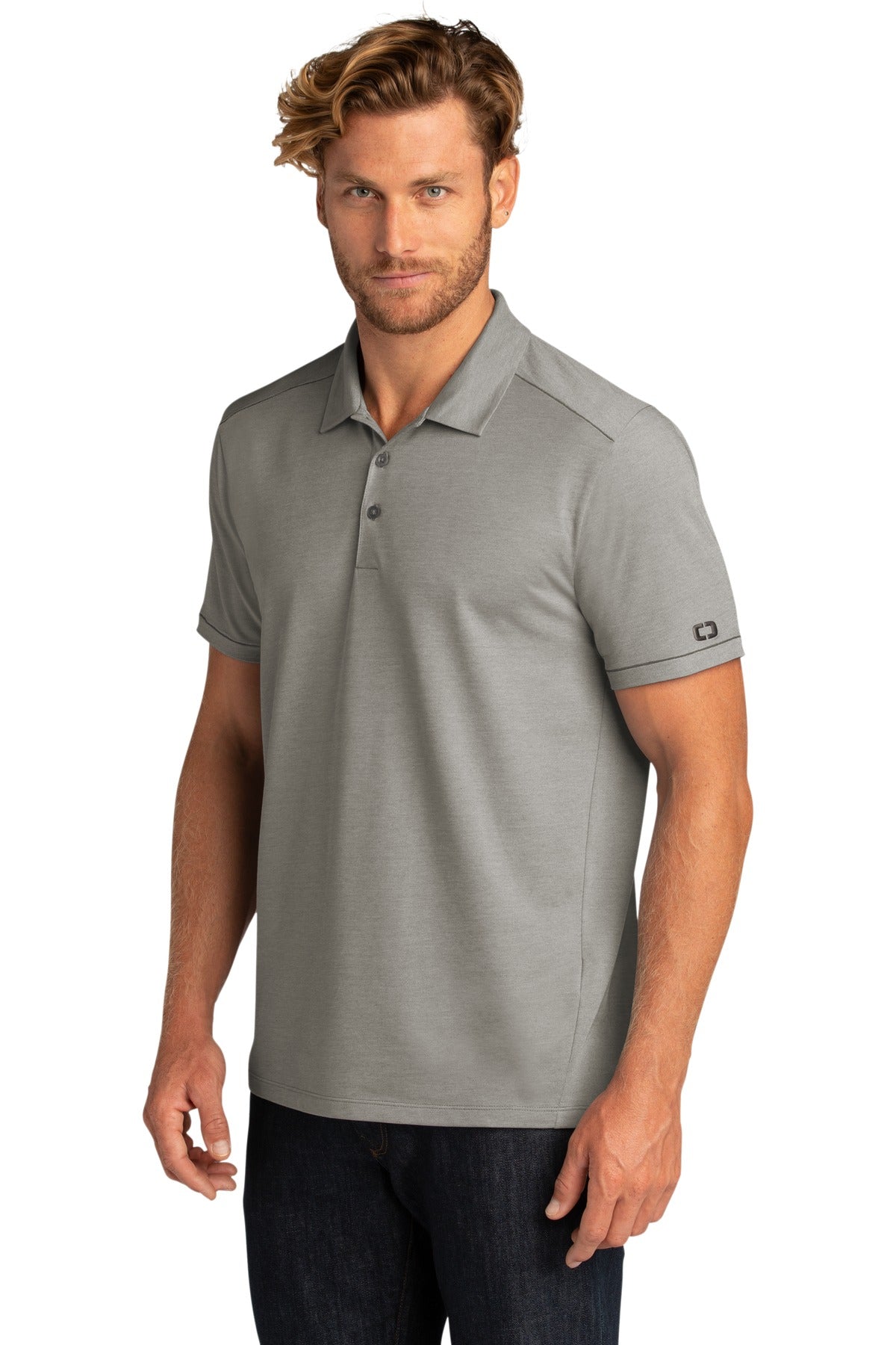OGIO Code Stretch Polo. OG146 - Tarmac Grey Heather - three_q