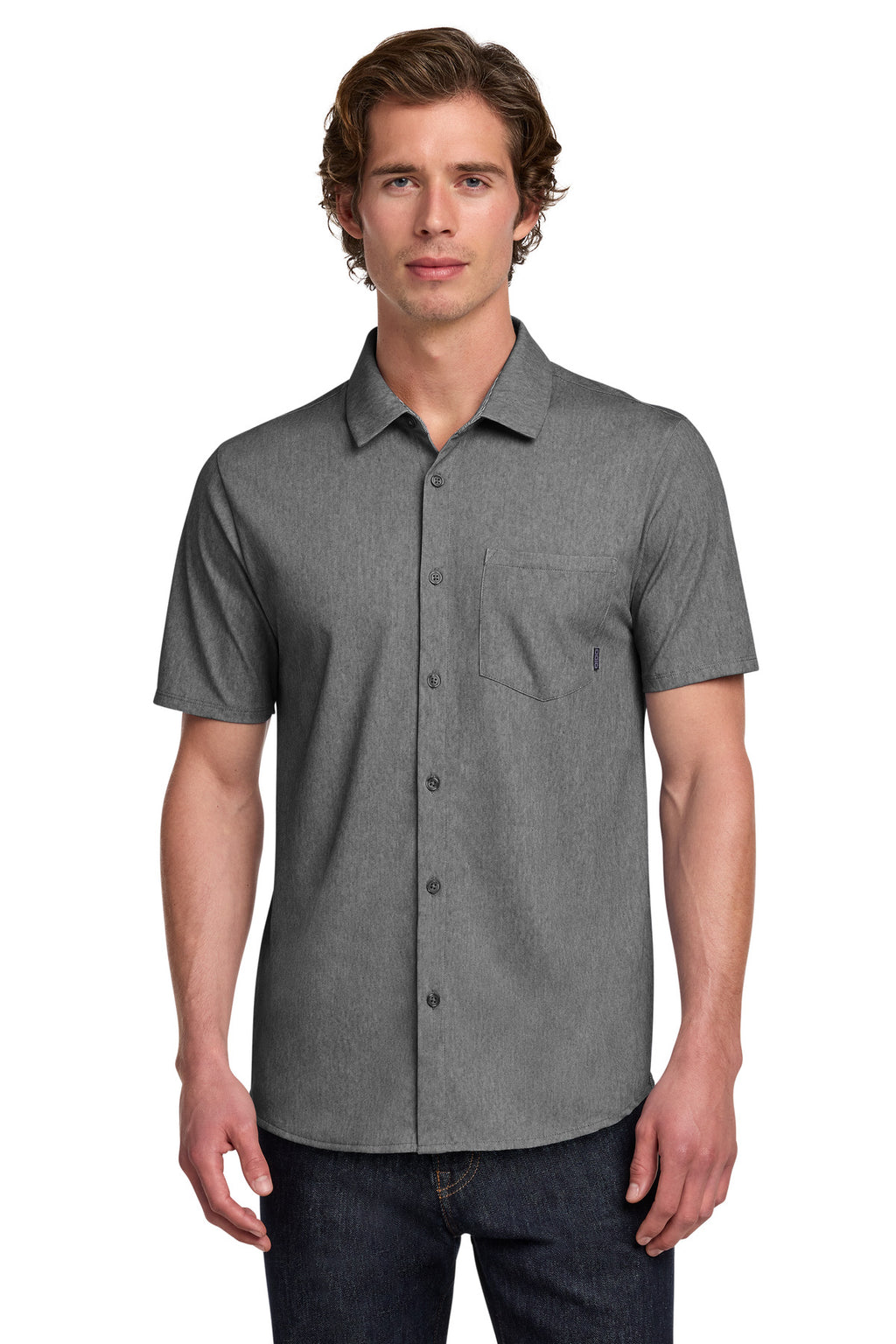 OGIO Extend Short Sleeve Button-Up OG160 - Blacktop Heather - front