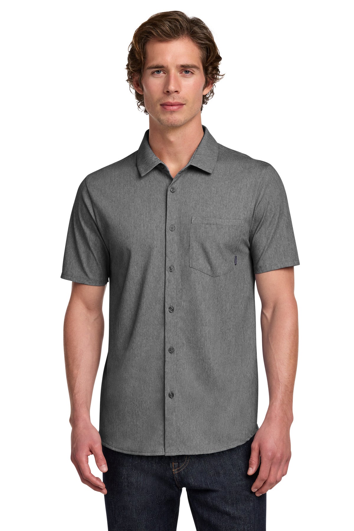 OGIO Extend Short Sleeve Button-Up OG160 - Blacktop Heather - front