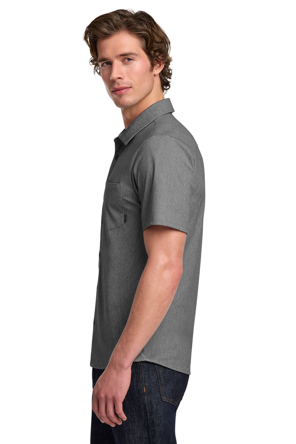 OGIO Extend Short Sleeve Button-Up OG160 - Blacktop Heather - side