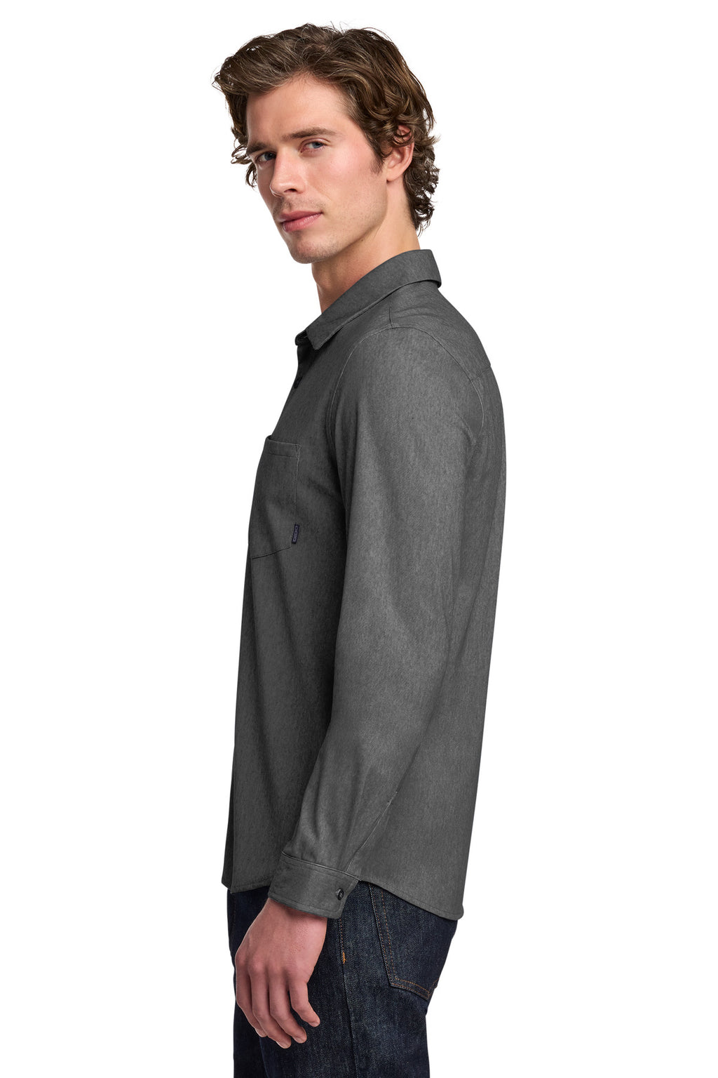 OGIO Extend Long Sleeve Button-Up OG161 - Blacktop Heather - side