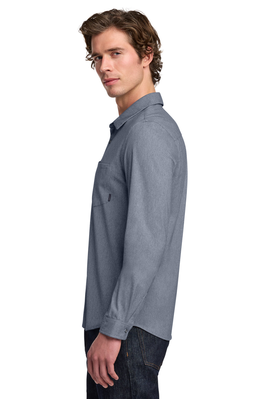 OGIO Extend Long Sleeve Button-Up OG161 - Deep Blue Heather - side
