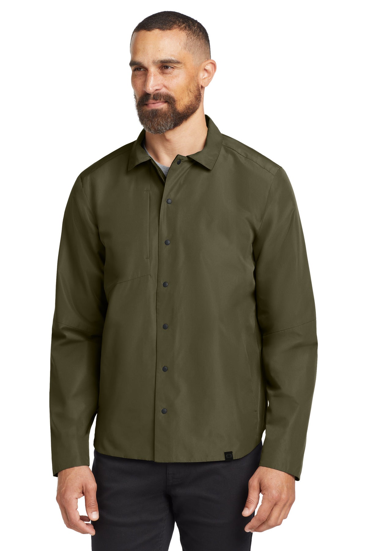 OGIO Reverse Shirt Jacket. OG754 - Drive Green - front