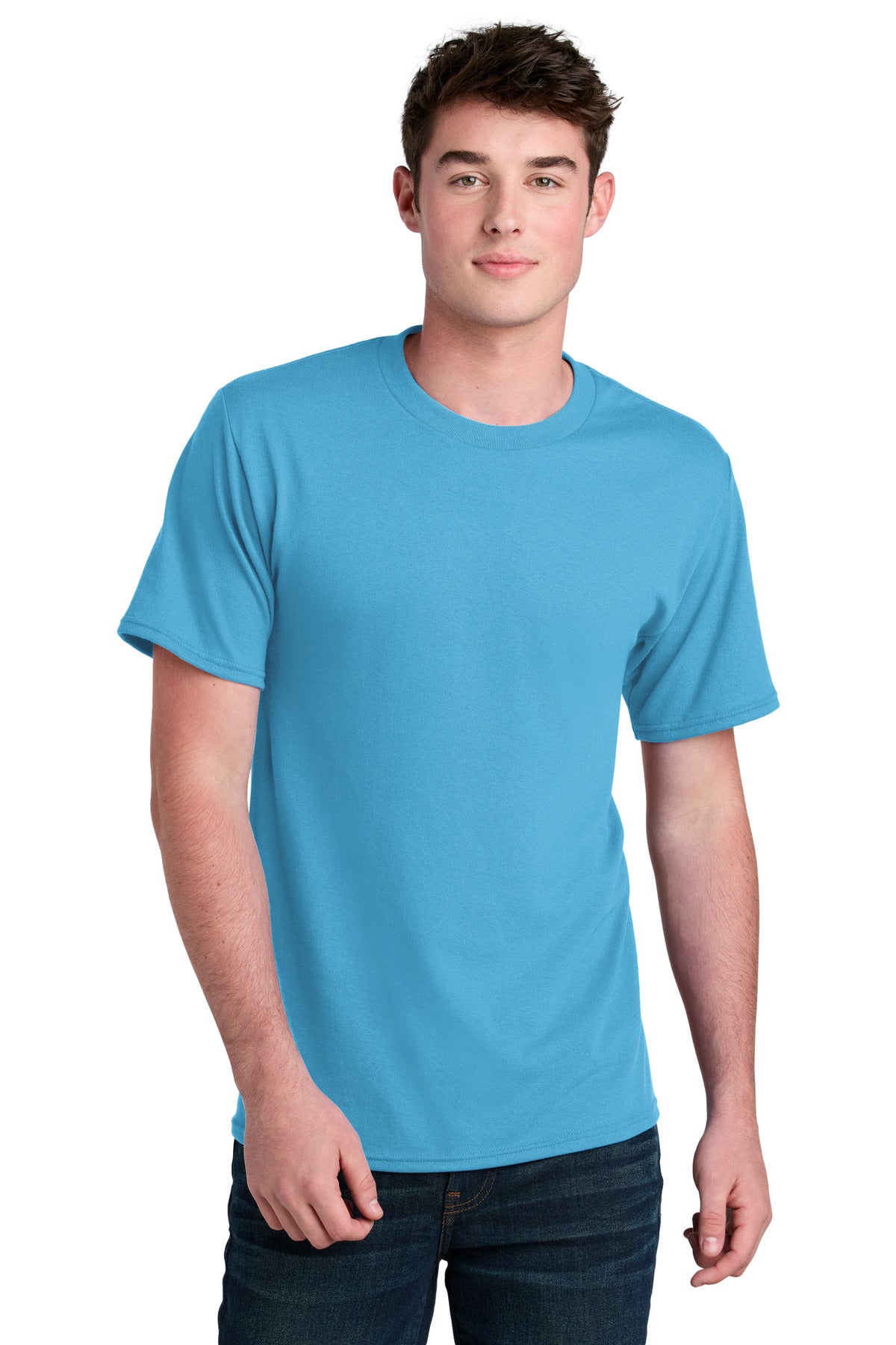 Port & Co Core Blend Recycled Tee PC01 - Aquatic Blue - front