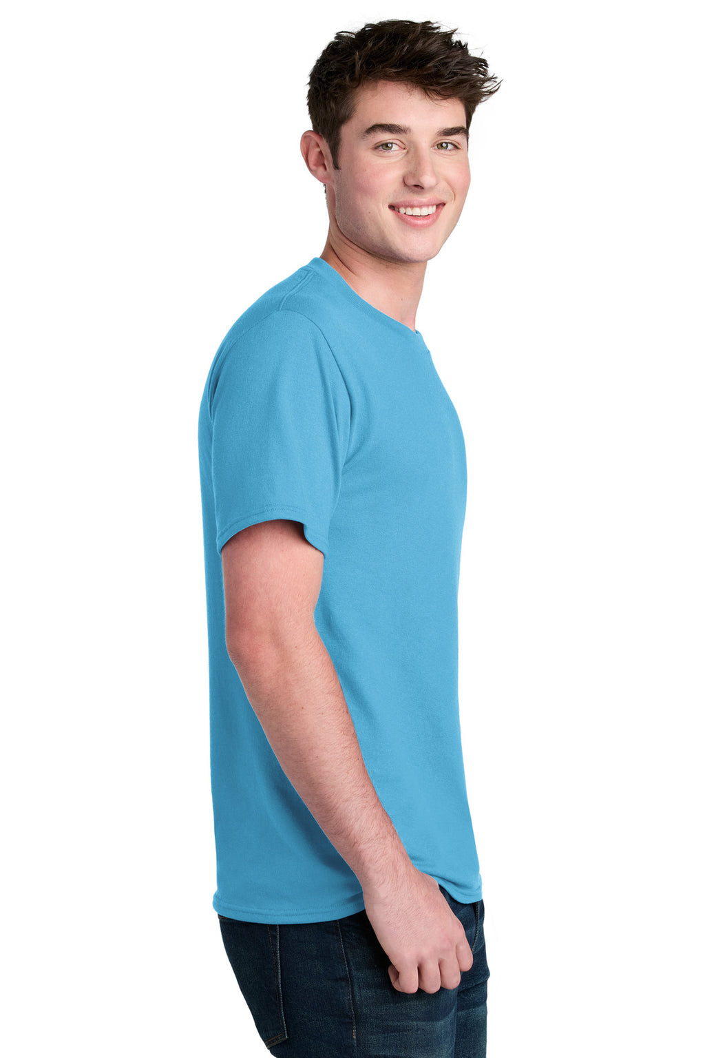 Port & Co Core Blend Recycled Tee PC01 - Aquatic Blue - side