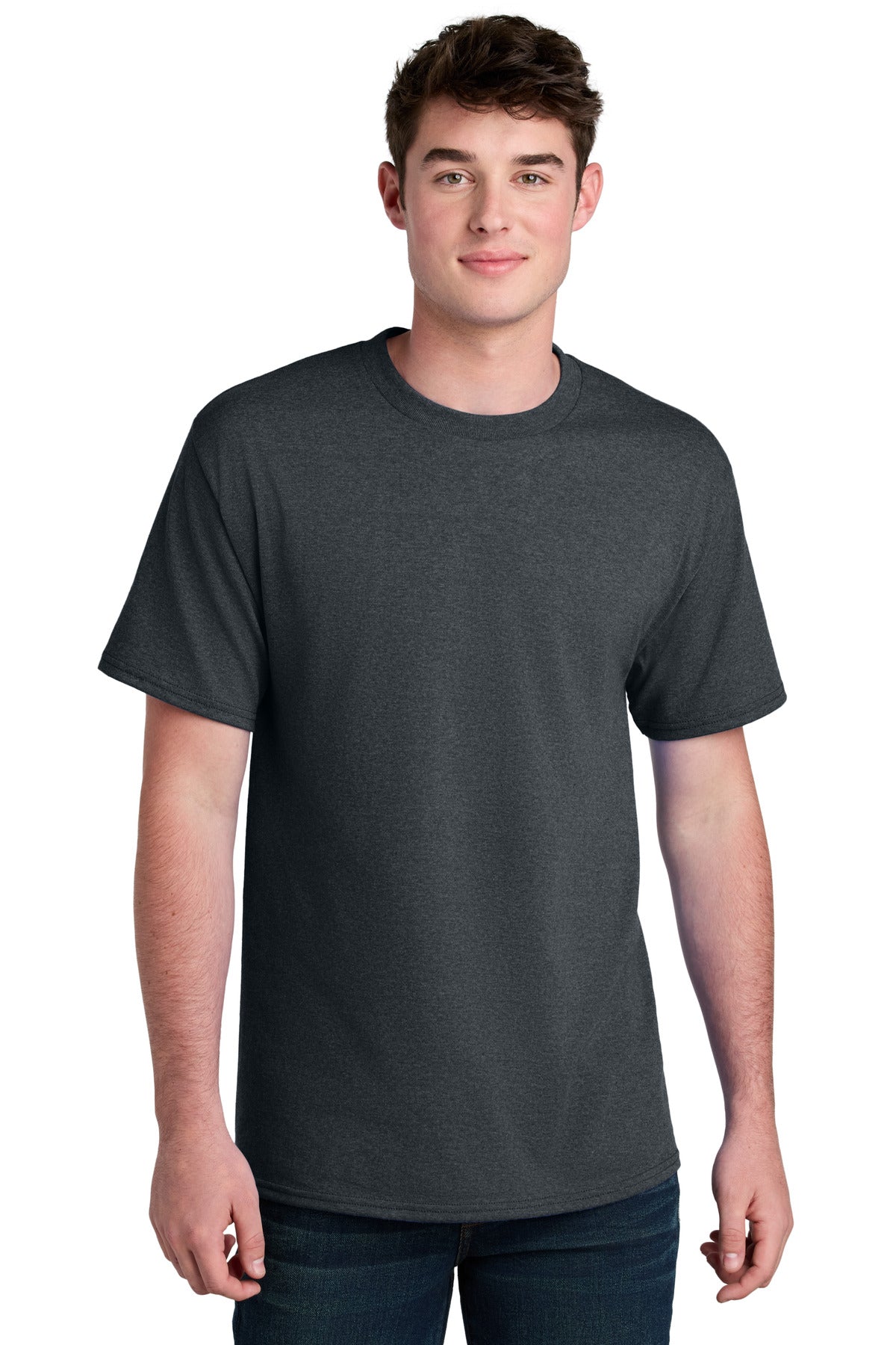 Port & Co Core Blend Recycled Tee PC01 - Dark Heather Grey - front