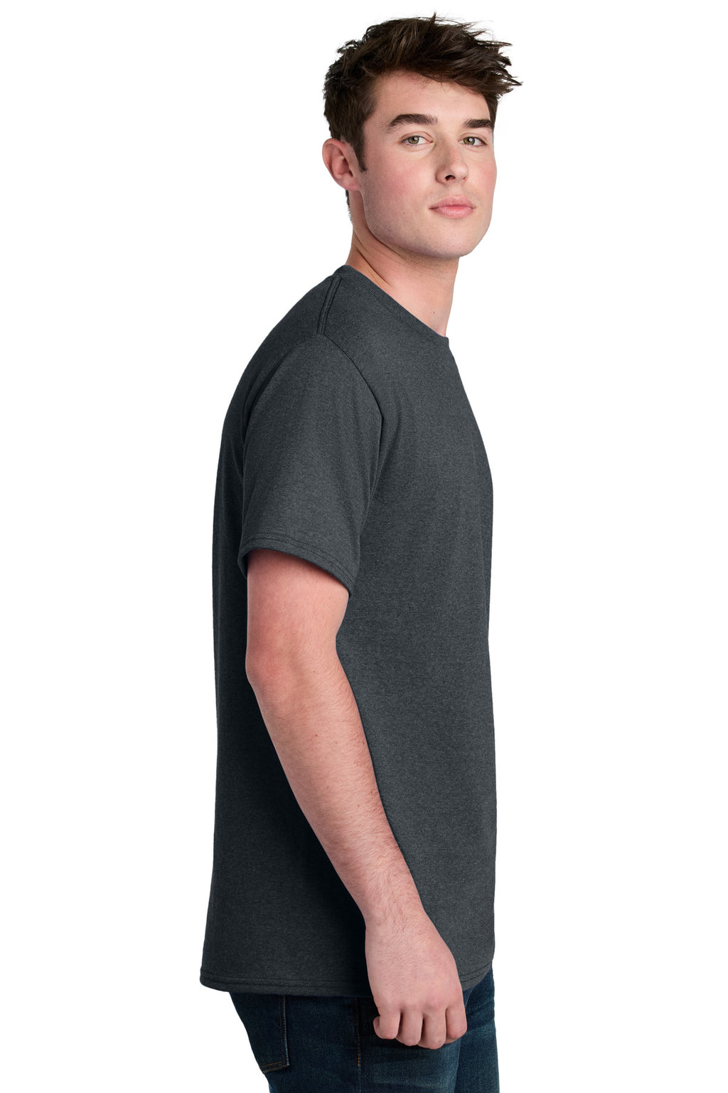 Port & Co Core Blend Recycled Tee PC01 - Dark Heather Grey - side