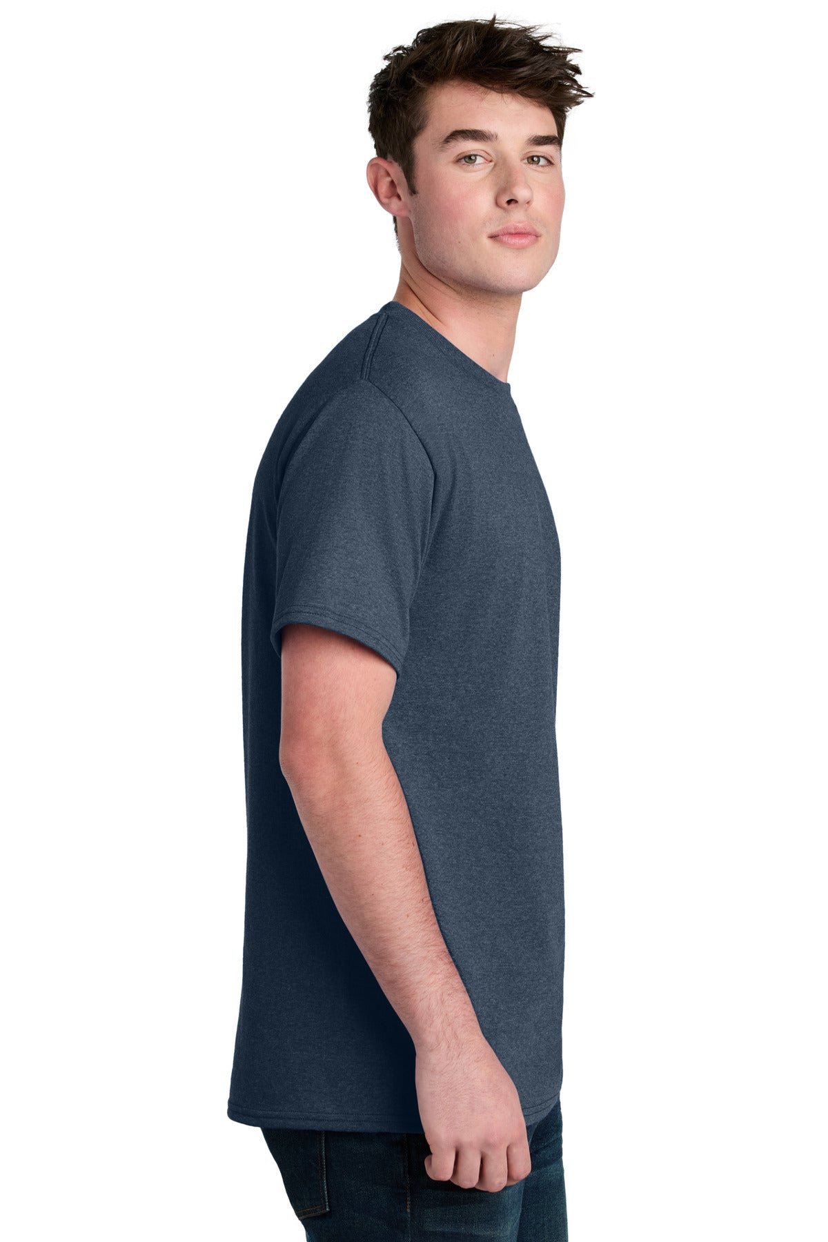 Port & Co Core Blend Recycled Tee PC01 - Navy Blue Heather - side