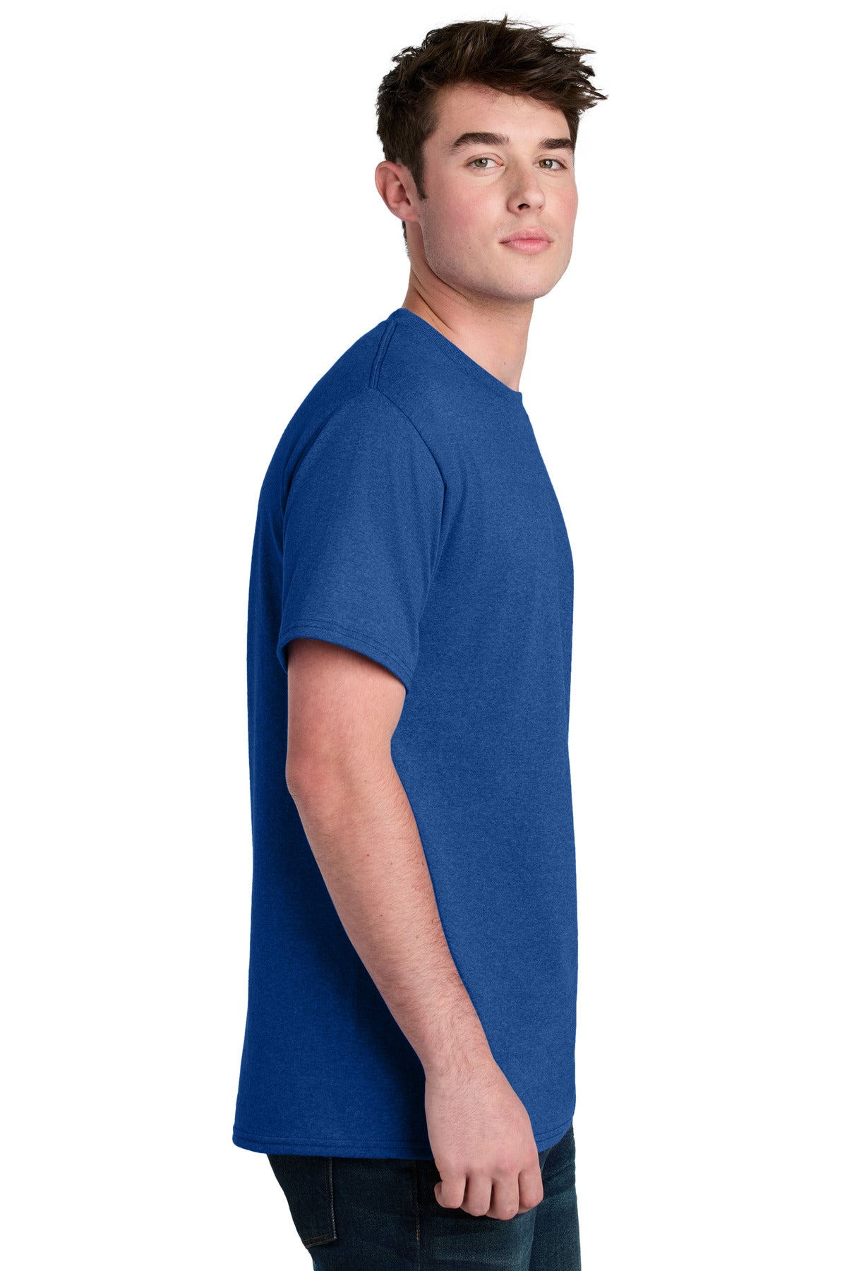 Port & Co Core Blend Recycled Tee PC01 - True Royal Heather - side