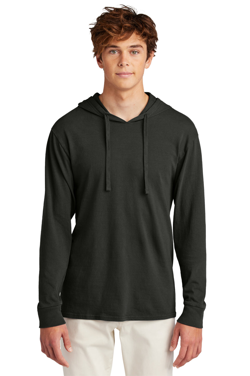 Port & Co Beach Wash Garment-Dyed Pullover Hooded Tee PC099H - Black - front