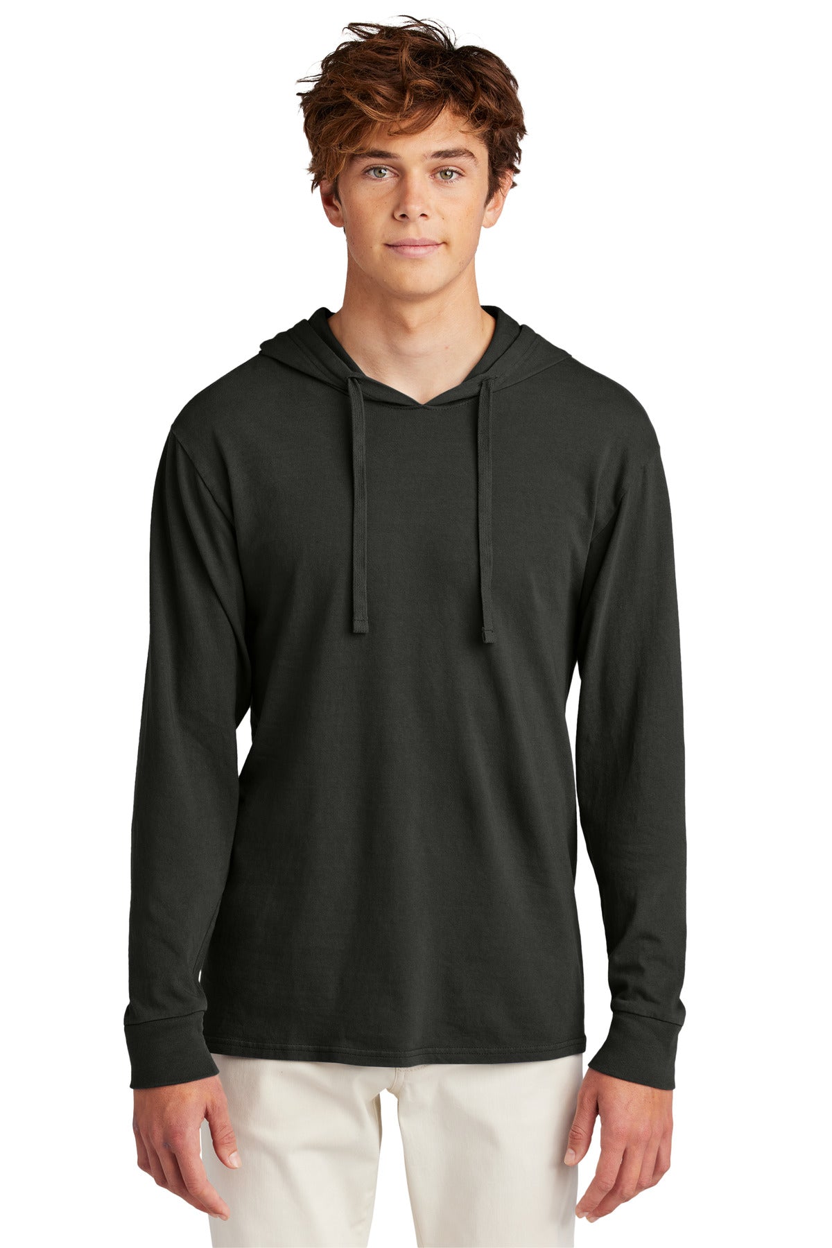 Port & Co Beach Wash Garment-Dyed Pullover Hooded Tee PC099H - Black - front