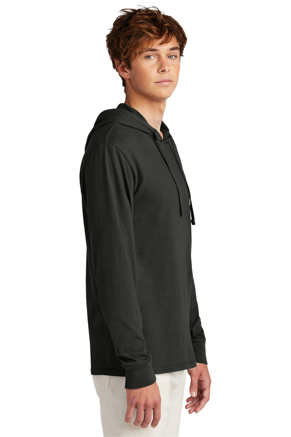 Port & Co Beach Wash Garment-Dyed Pullover Hooded Tee PC099H - Black - side