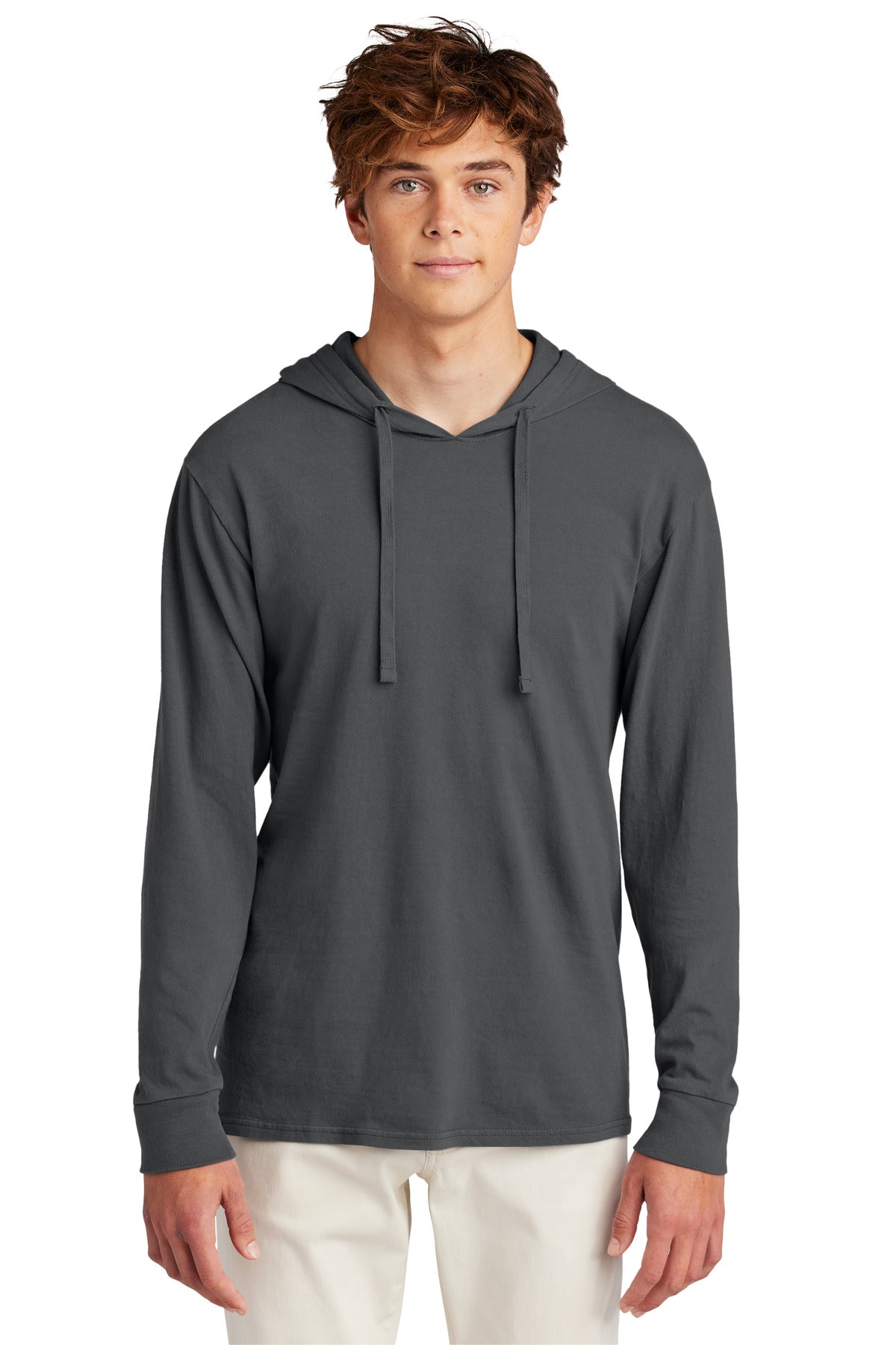 Port & Co Beach Wash Garment-Dyed Pullover Hooded Tee PC099H - Coal - front