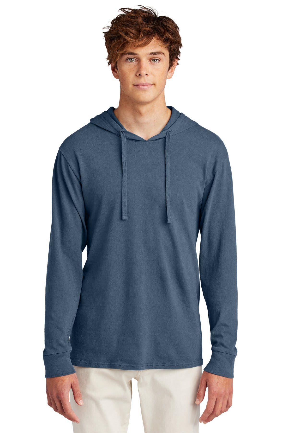 Port & Co Beach Wash Garment-Dyed Pullover Hooded Tee PC099H - Denim Blue - front