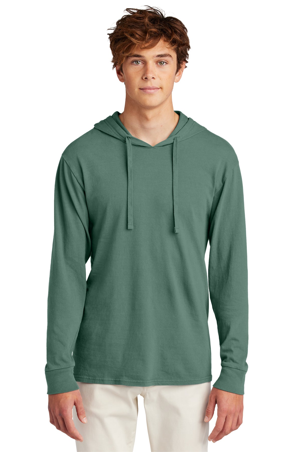 Port & Co Beach Wash Garment-Dyed Pullover Hooded Tee PC099H - Nordic Green - front