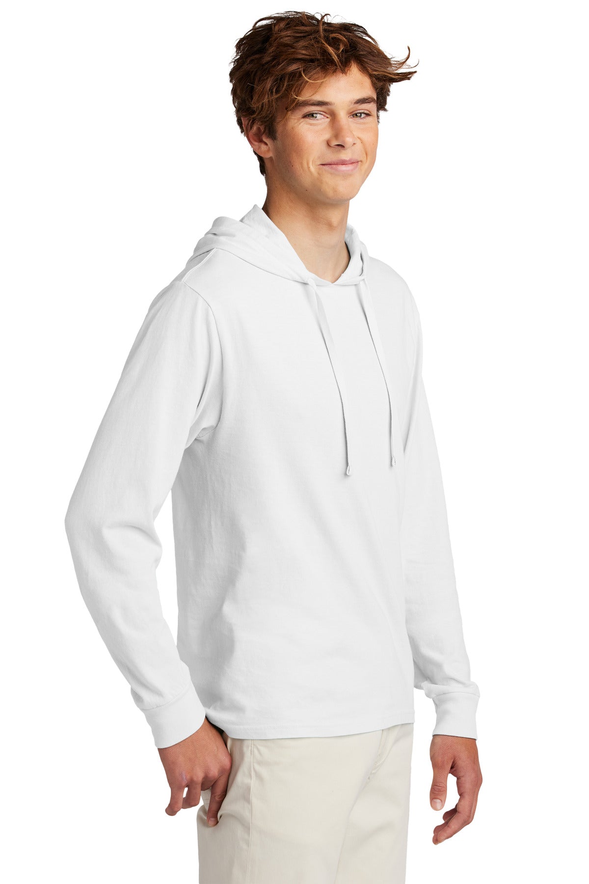 Port & Co Beach Wash Garment-Dyed Pullover Hooded Tee PC099H - White - side
