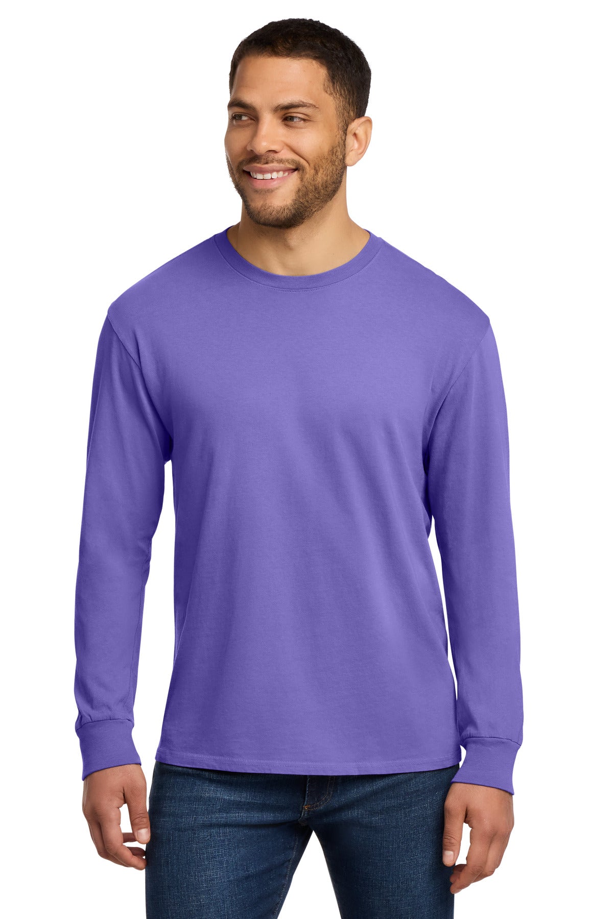 Port & Co Beach Wash Garment-Dyed Long Sleeve Tee PC099LS - Amethyst - front