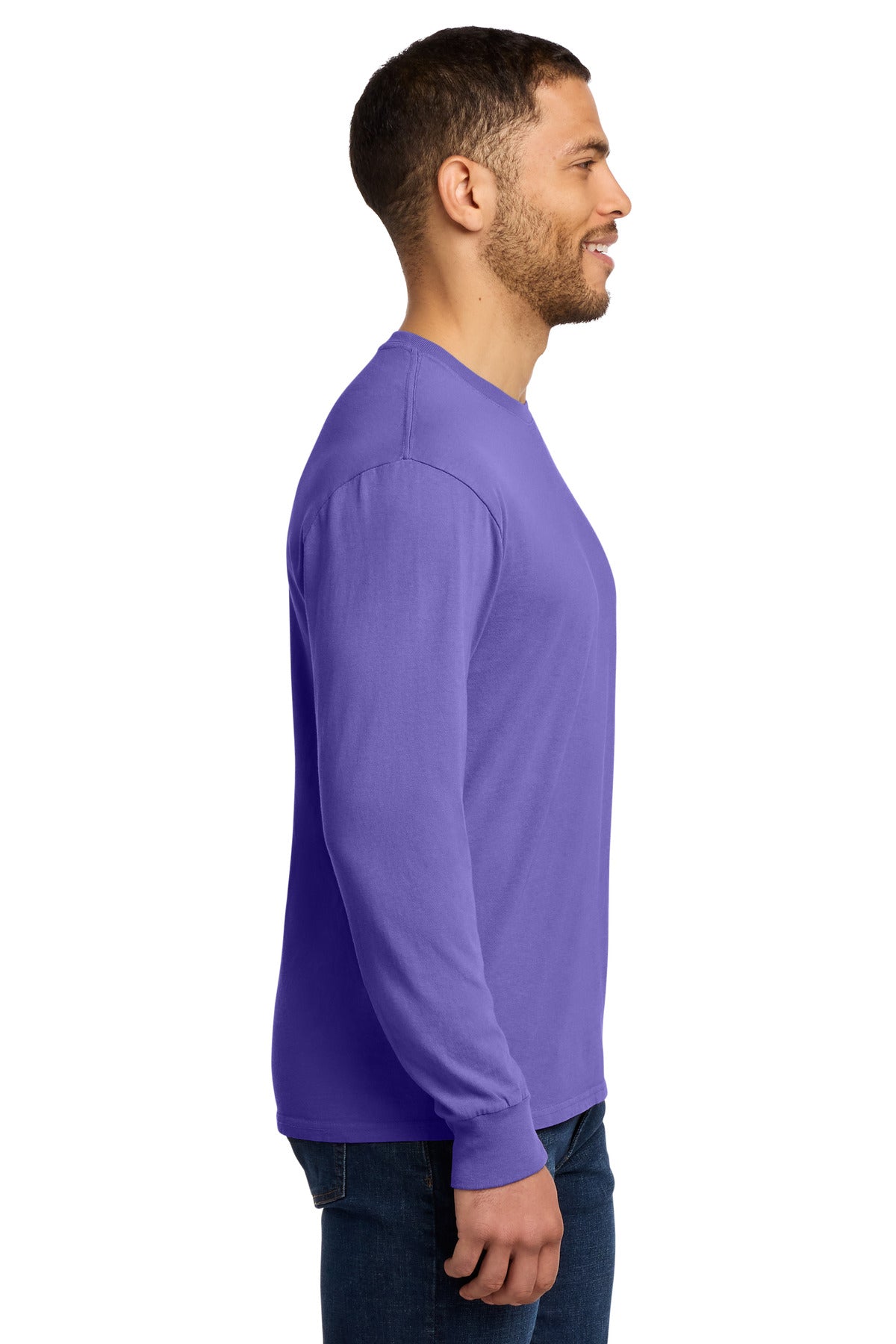 Port & Co Beach Wash Garment-Dyed Long Sleeve Tee PC099LS - Amethyst - side
