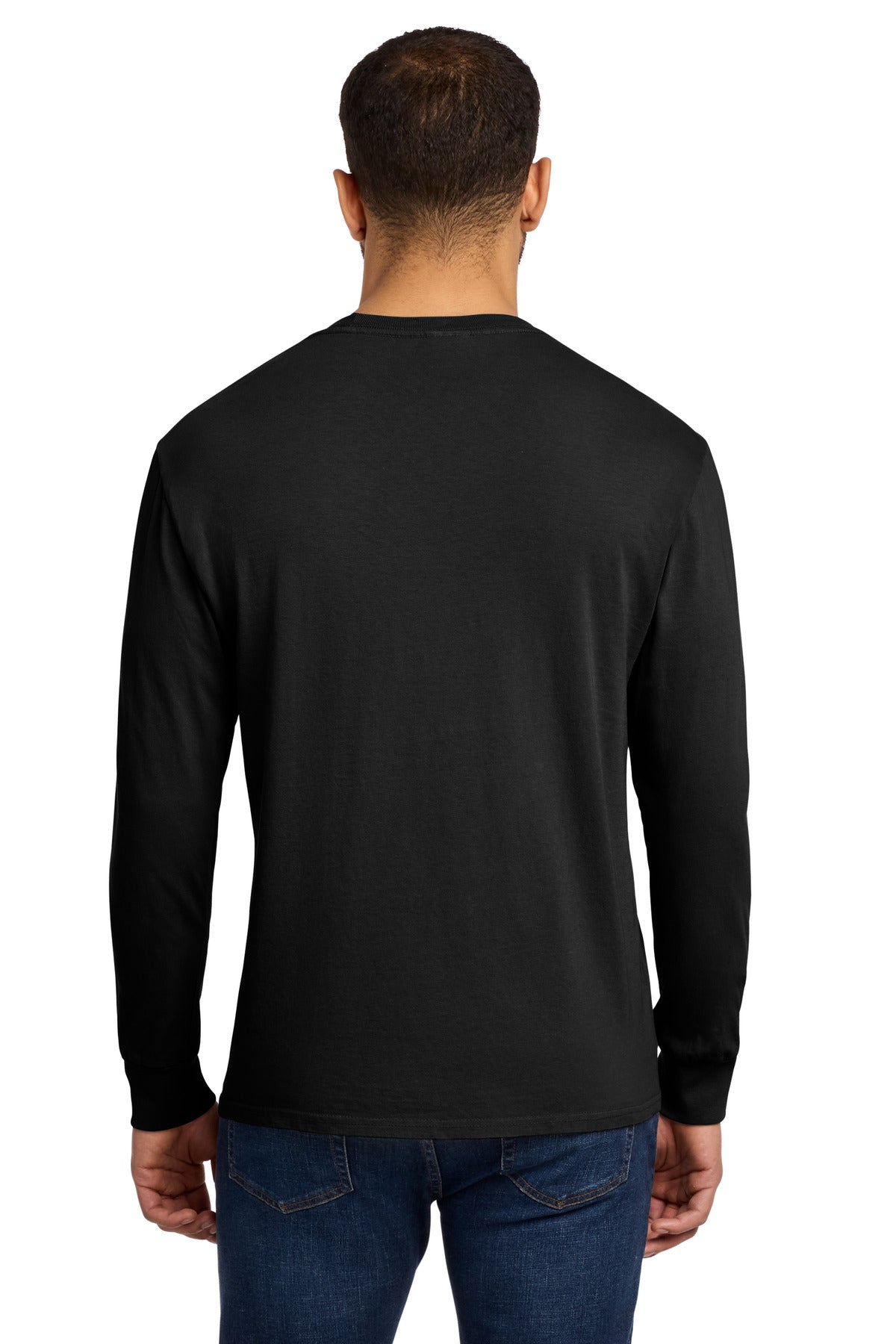 Port & Co Beach Wash Garment-Dyed Long Sleeve Tee PC099LS - Black - back