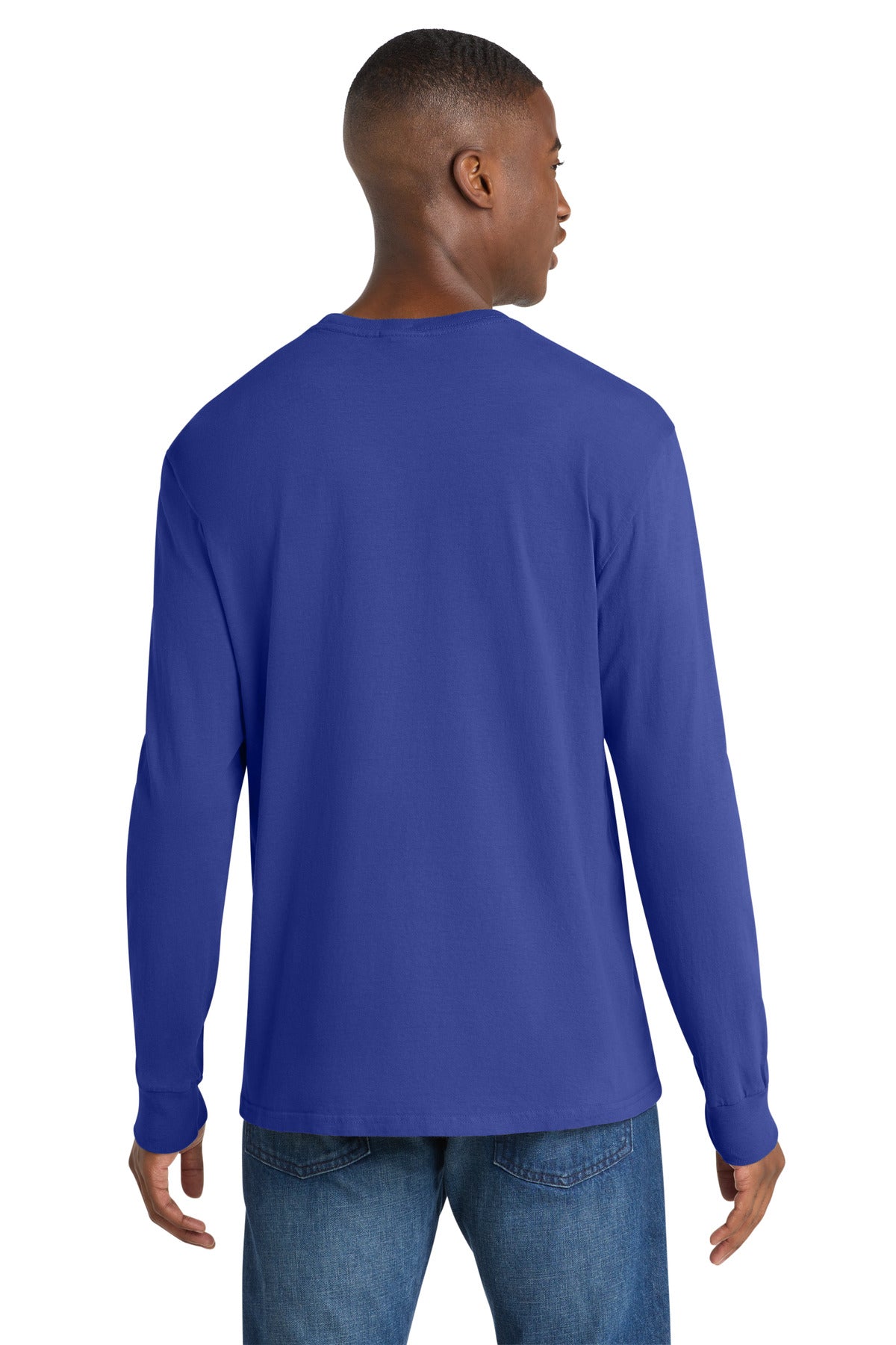 Port & Co Beach Wash Garment-Dyed Long Sleeve Tee PC099LS - Blue Iris - back