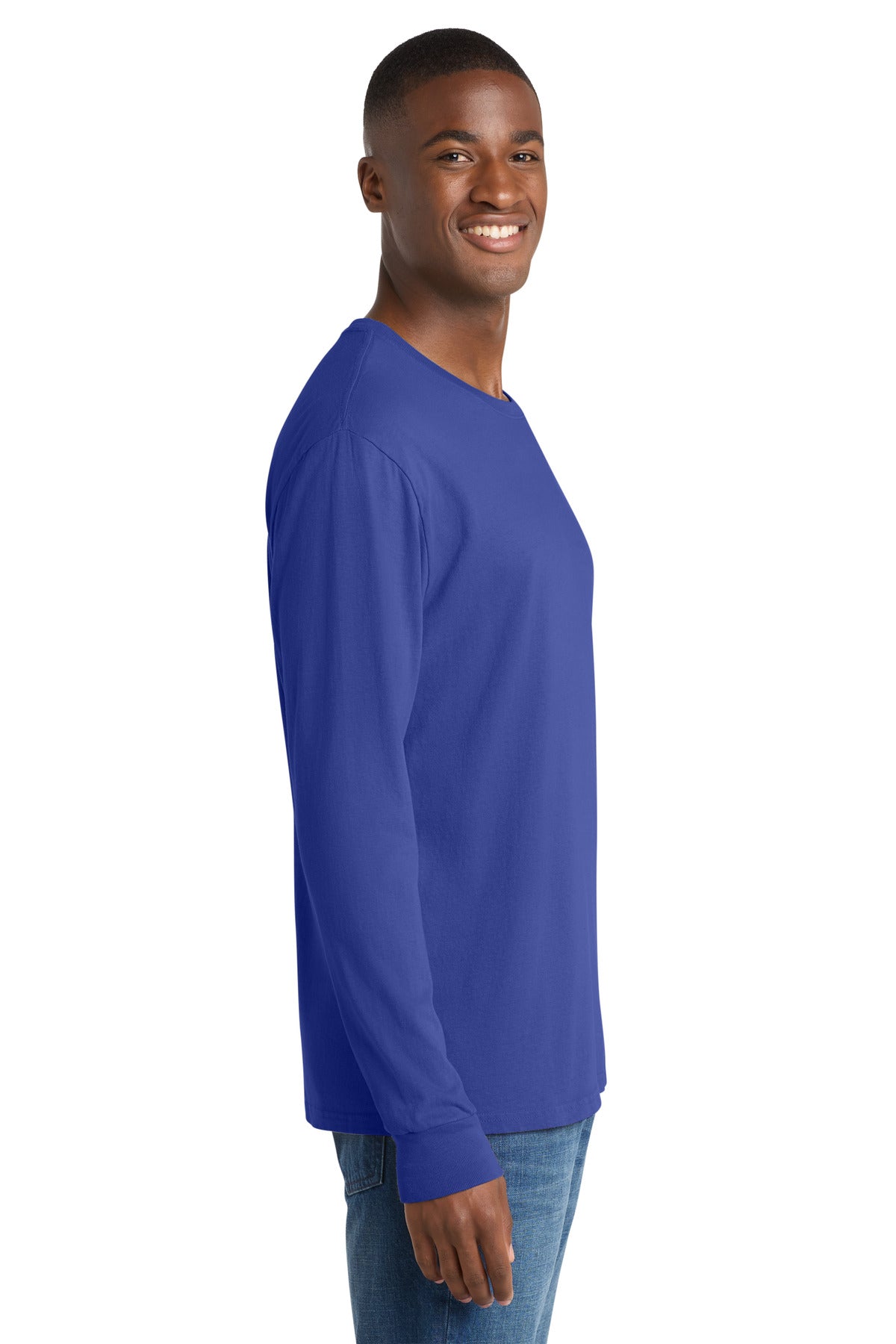 Port & Co Beach Wash Garment-Dyed Long Sleeve Tee PC099LS - Blue Iris - side