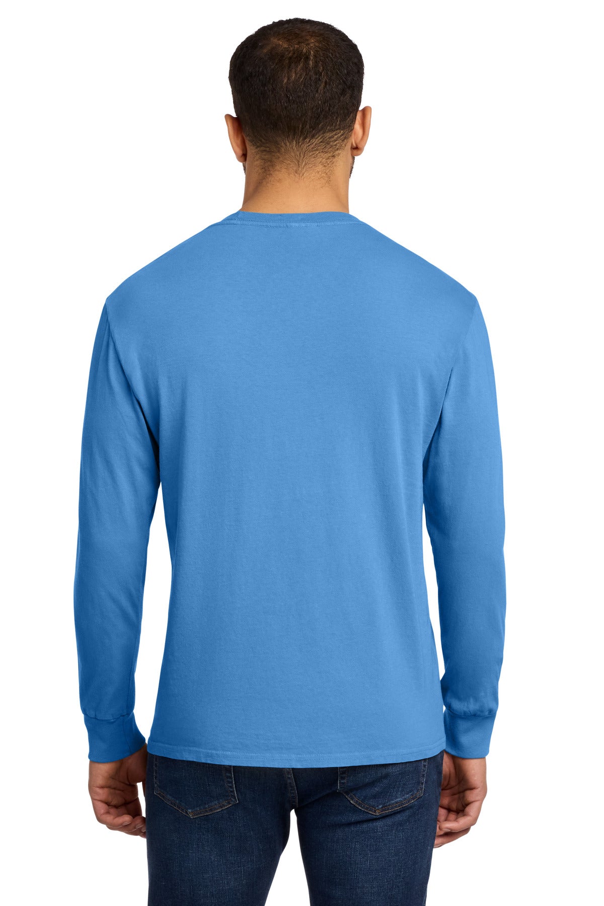 Port & Co Beach Wash Garment-Dyed Long Sleeve Tee PC099LS - Blue Moon - back