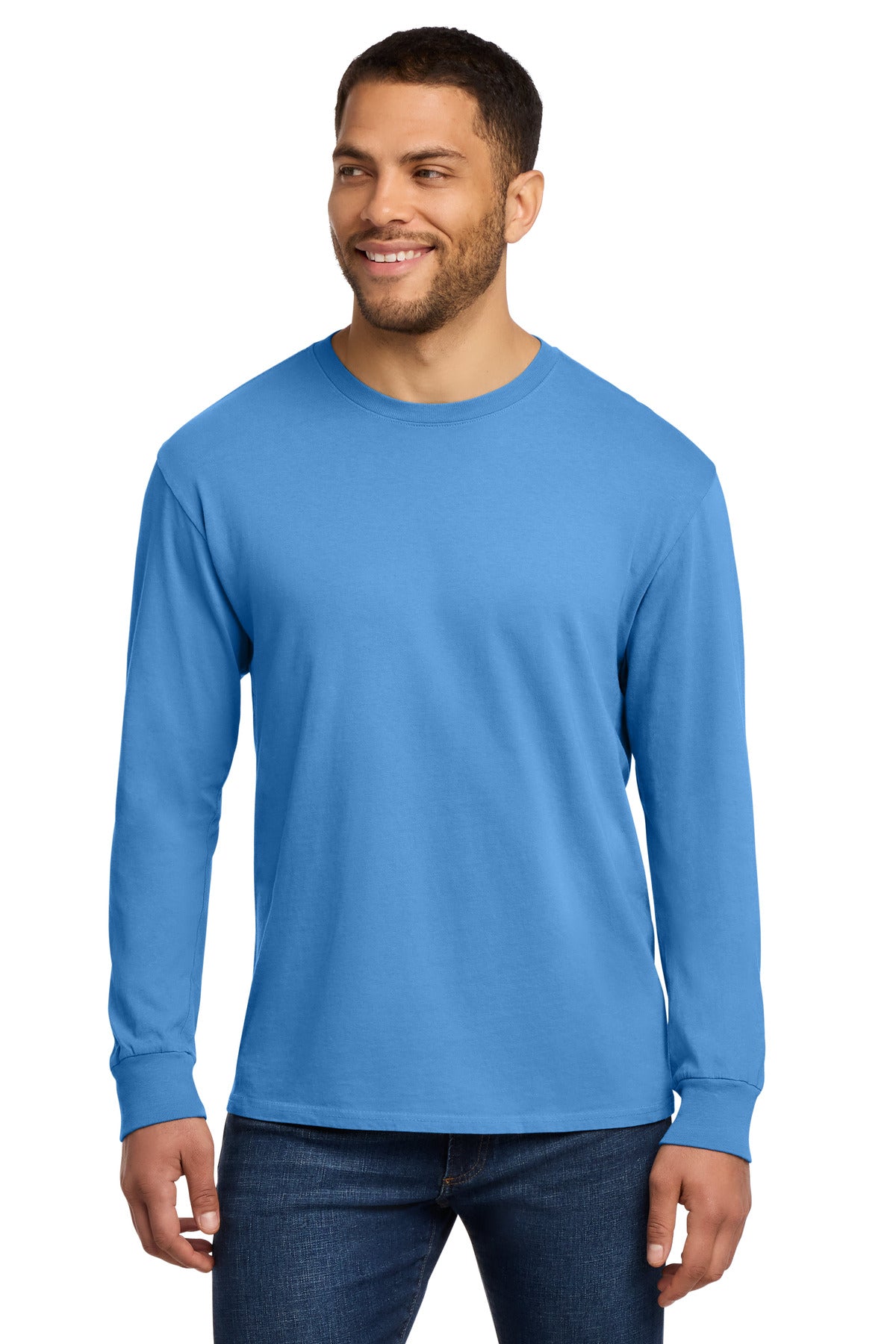 Port & Co Beach Wash Garment-Dyed Long Sleeve Tee PC099LS - Blue Moon - front