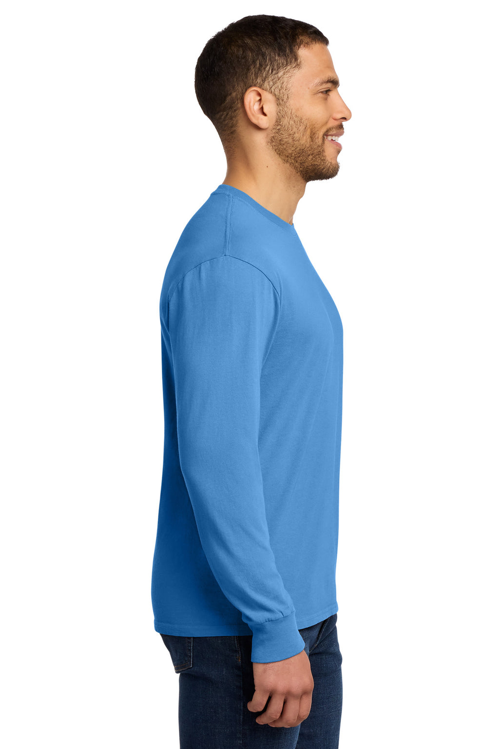 Port & Co Beach Wash Garment-Dyed Long Sleeve Tee PC099LS - Blue Moon - side