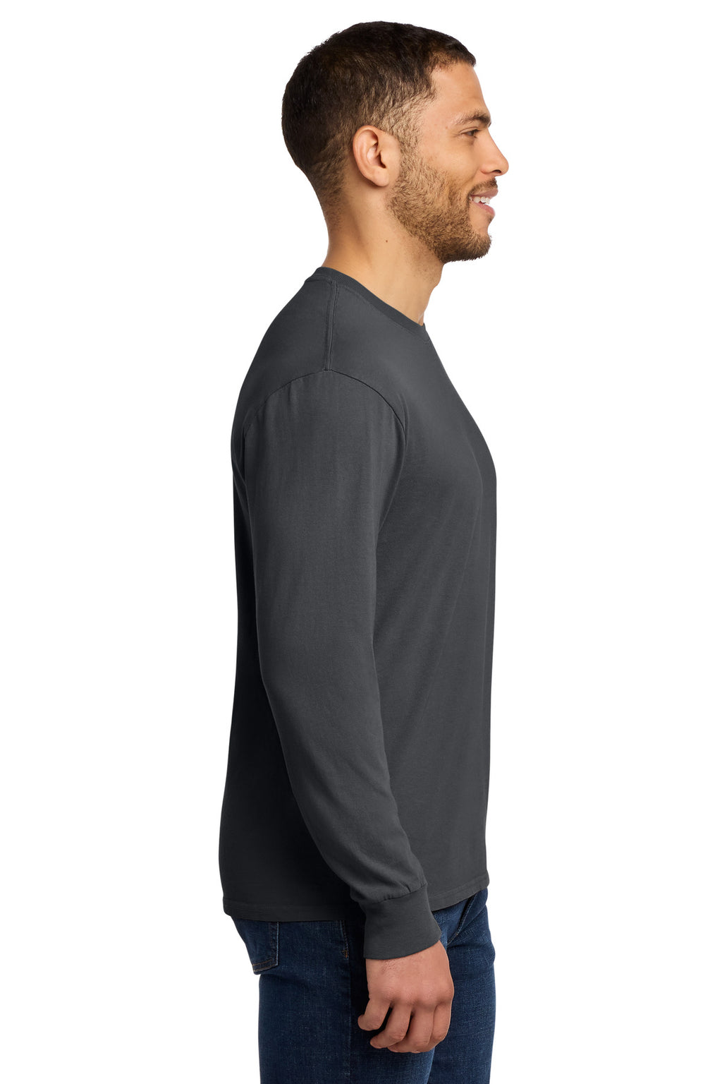 Port & Co Beach Wash Garment-Dyed Long Sleeve Tee PC099LS - Coal - side