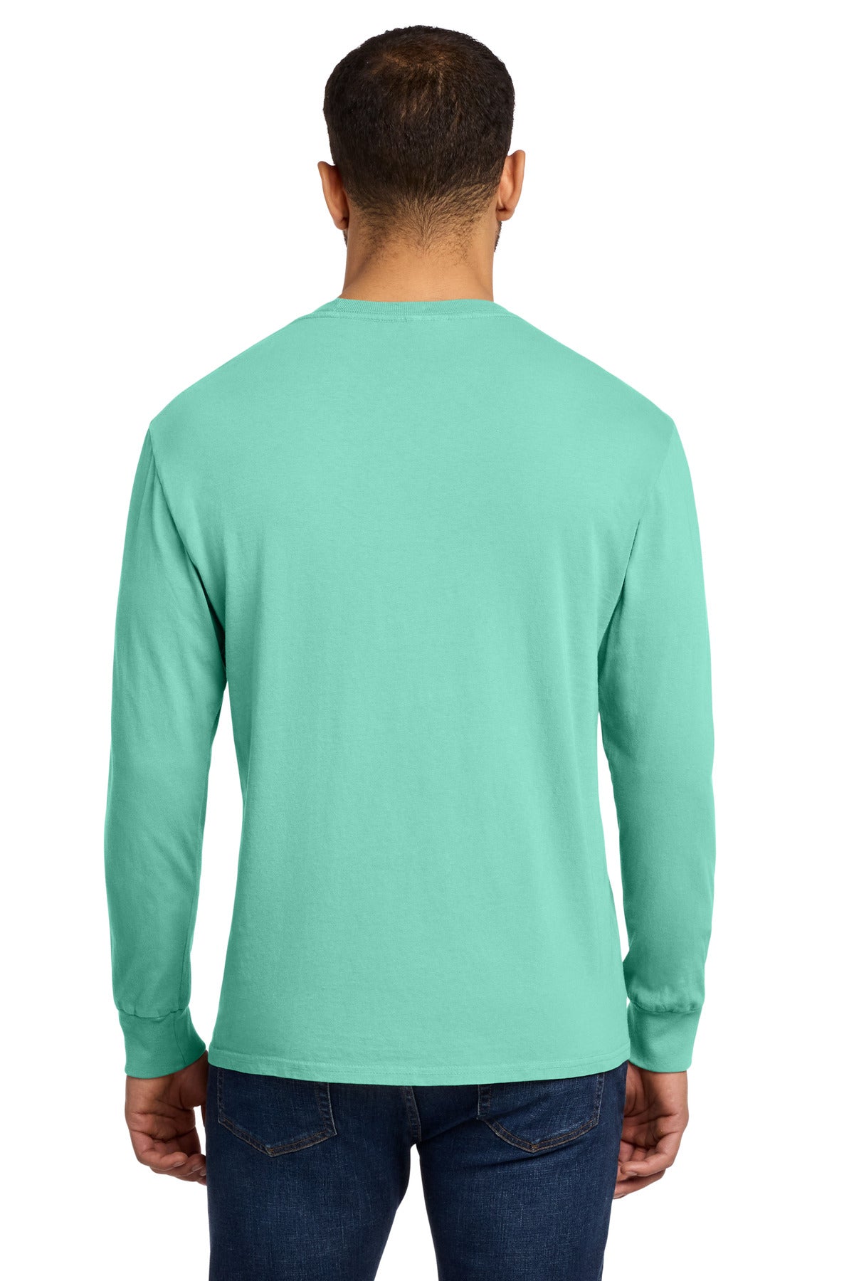 Port & Co Beach Wash Garment-Dyed Long Sleeve Tee PC099LS - Cool Mint - back