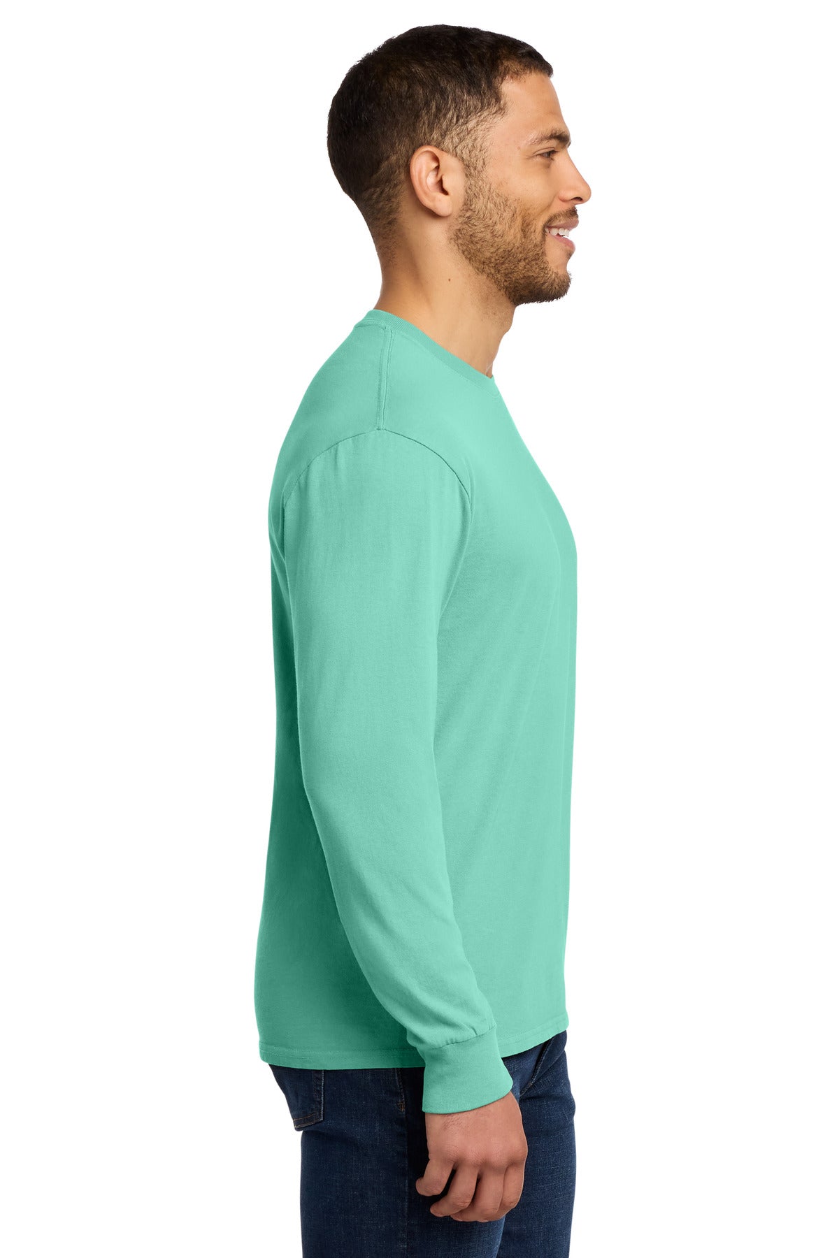 Port & Co Beach Wash Garment-Dyed Long Sleeve Tee PC099LS - Cool Mint - side