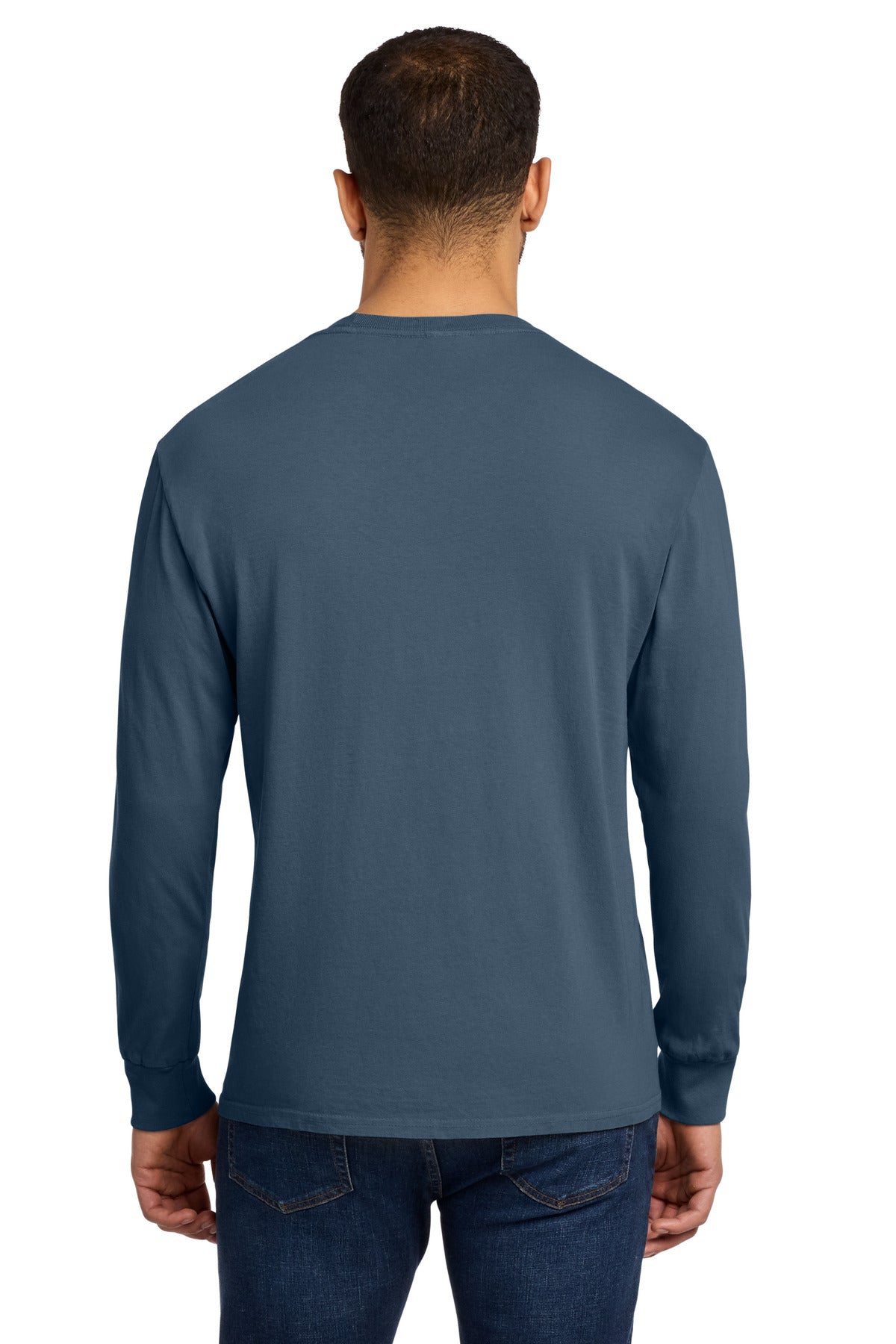 Port & Co Beach Wash Garment-Dyed Long Sleeve Tee PC099LS - Denim Blue - back