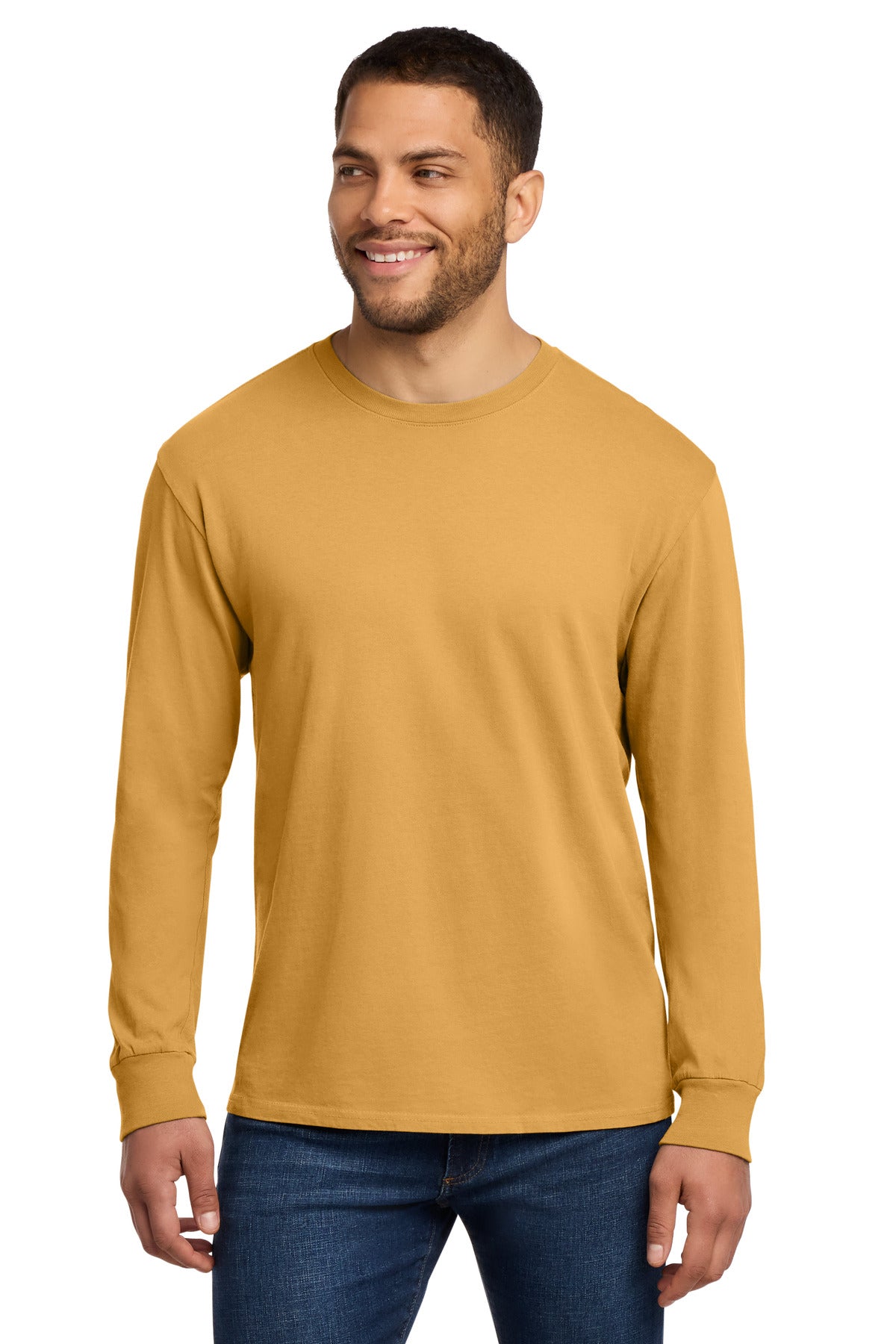 Port & Co Beach Wash Garment-Dyed Long Sleeve Tee PC099LS - Dijon - front