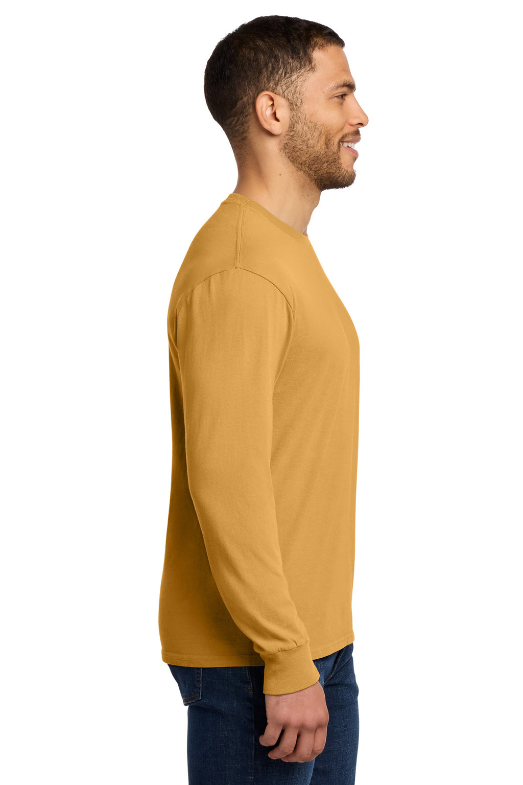 Port & Co Beach Wash Garment-Dyed Long Sleeve Tee PC099LS - Dijon - side