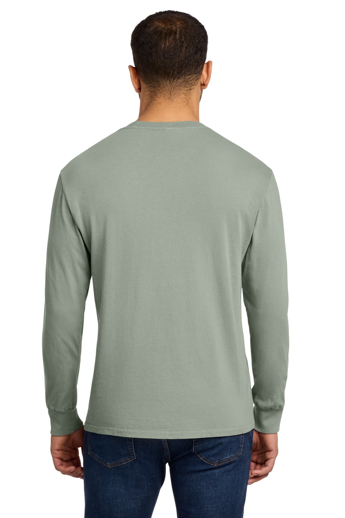 Port & Co Beach Wash Garment-Dyed Long Sleeve Tee PC099LS - Dove Grey - back
