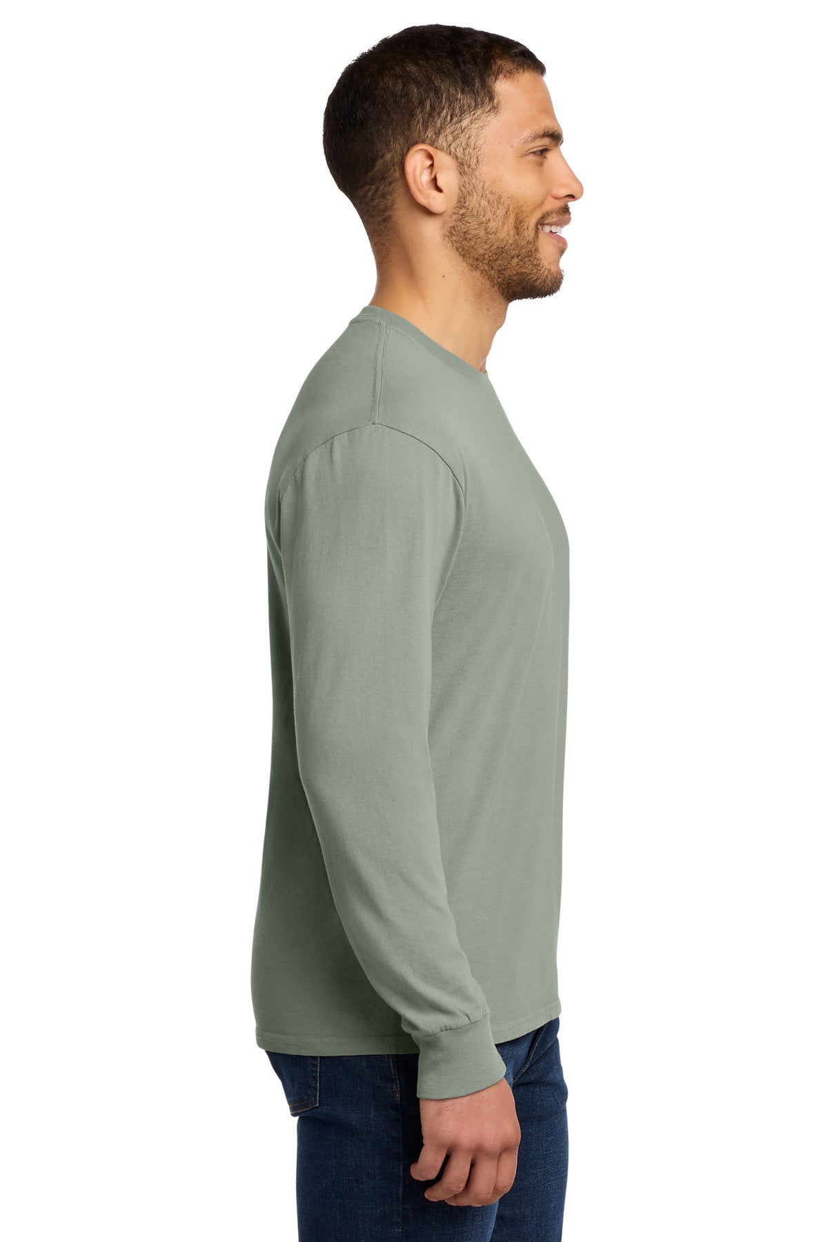 Port & Co Beach Wash Garment-Dyed Long Sleeve Tee PC099LS - Dove Grey - side