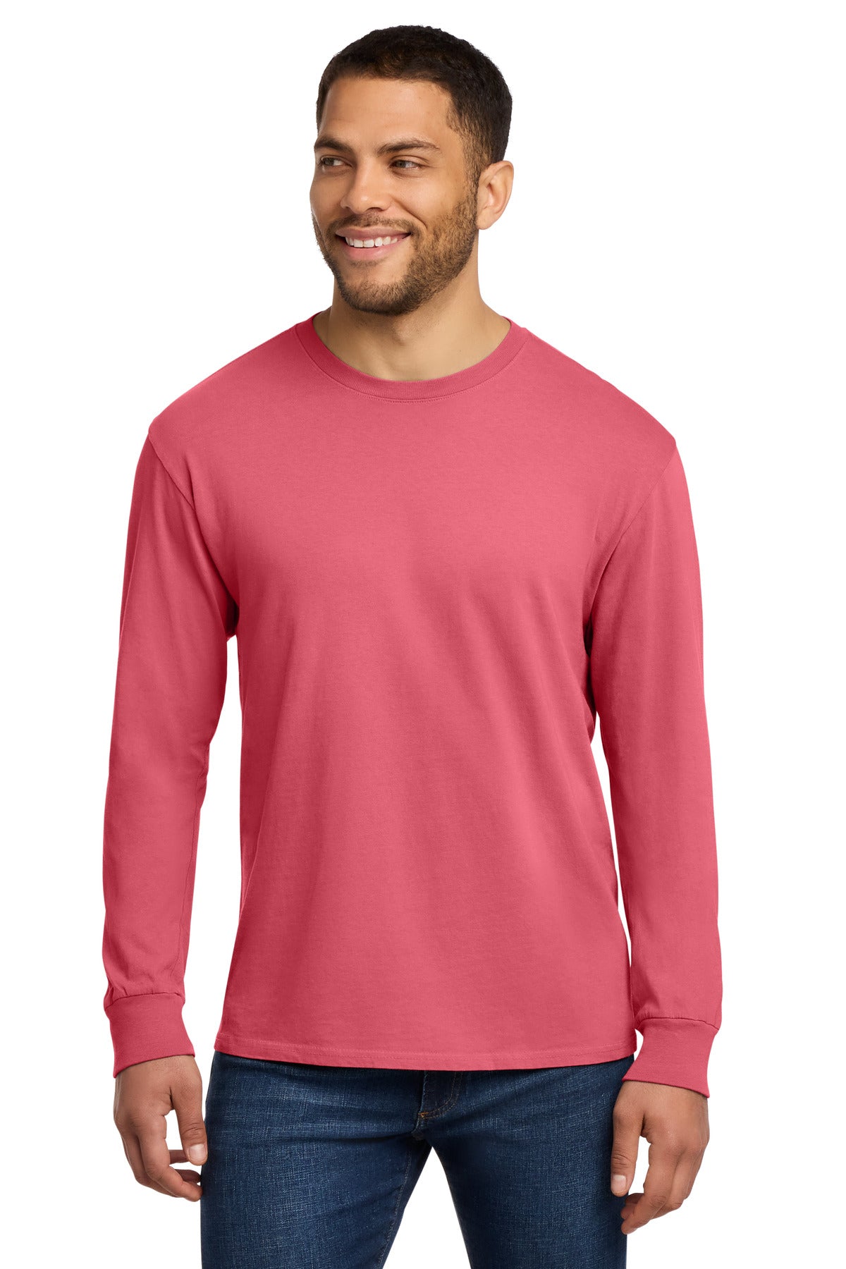 Port & Co Beach Wash Garment-Dyed Long Sleeve Tee PC099LS - Fruit Punch - front