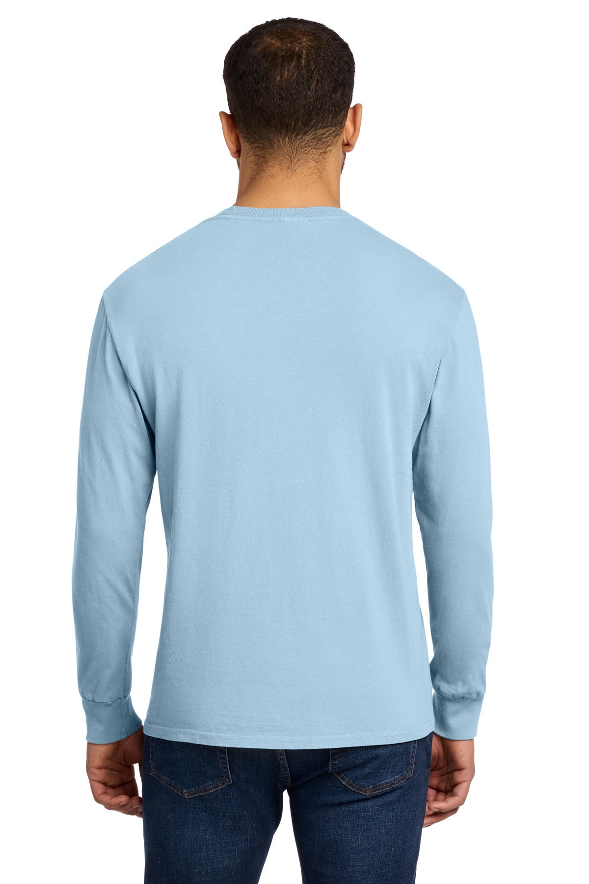 Port & Co Beach Wash Garment-Dyed Long Sleeve Tee PC099LS - Glacier - back