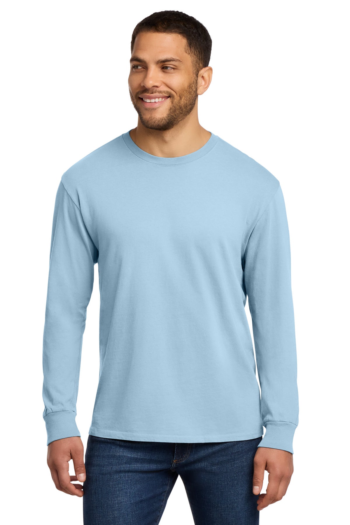 Port & Co Beach Wash Garment-Dyed Long Sleeve Tee PC099LS - Glacier - front